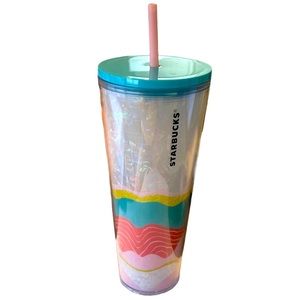 NWT Starbucks Venti Iridescent Groovy Tumbler 24 oz Cold Drinks with straw